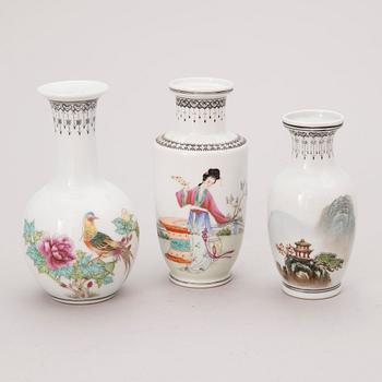 Three 20th Century Chinese porcelain vases.