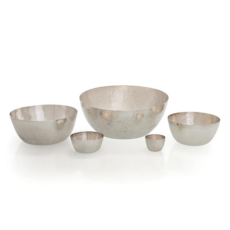 Tapio Wirkkala, A set of five silver bowls, Kultakeskus, Hämeenlinna 1970, 1971, 1978, 1979 and 2006.
