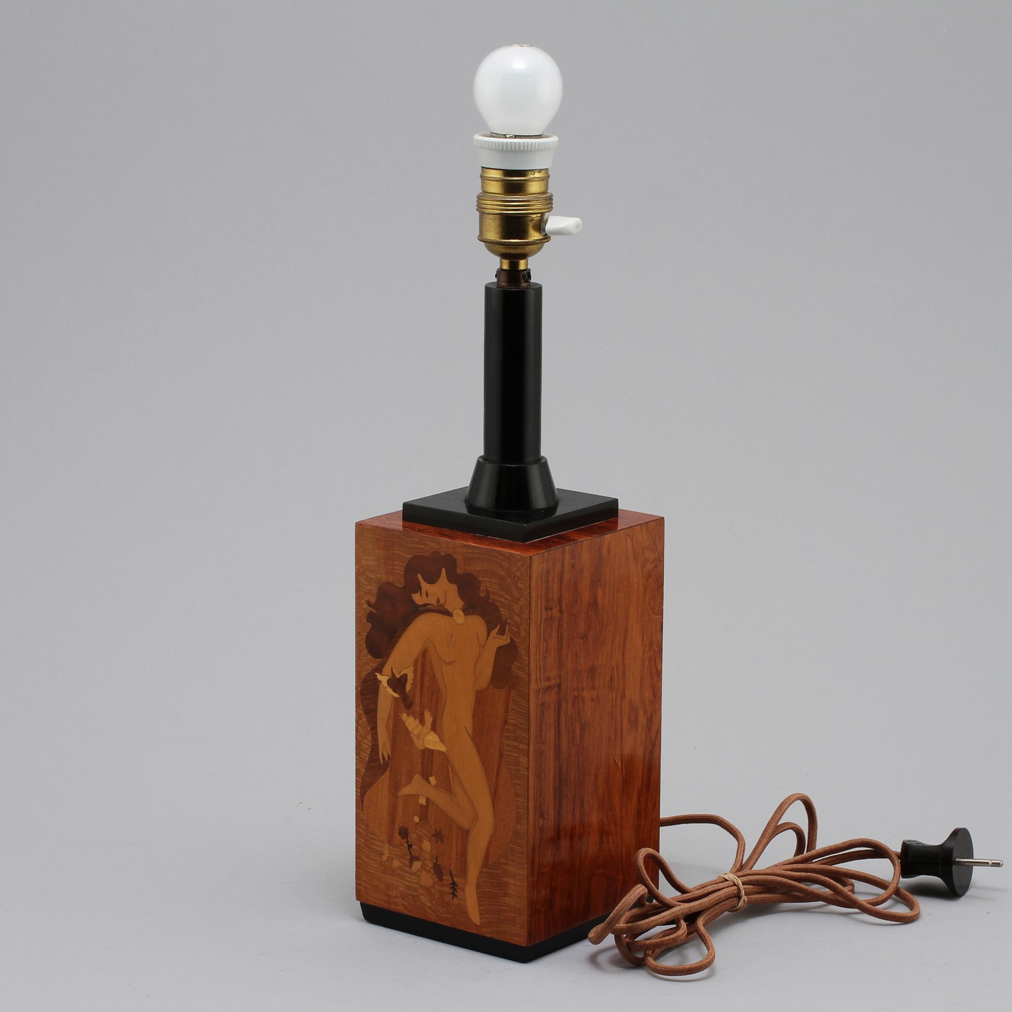 BIRGER EKMAN, bordslampa, "Persephone", Mjölby Intarsia, 1937.