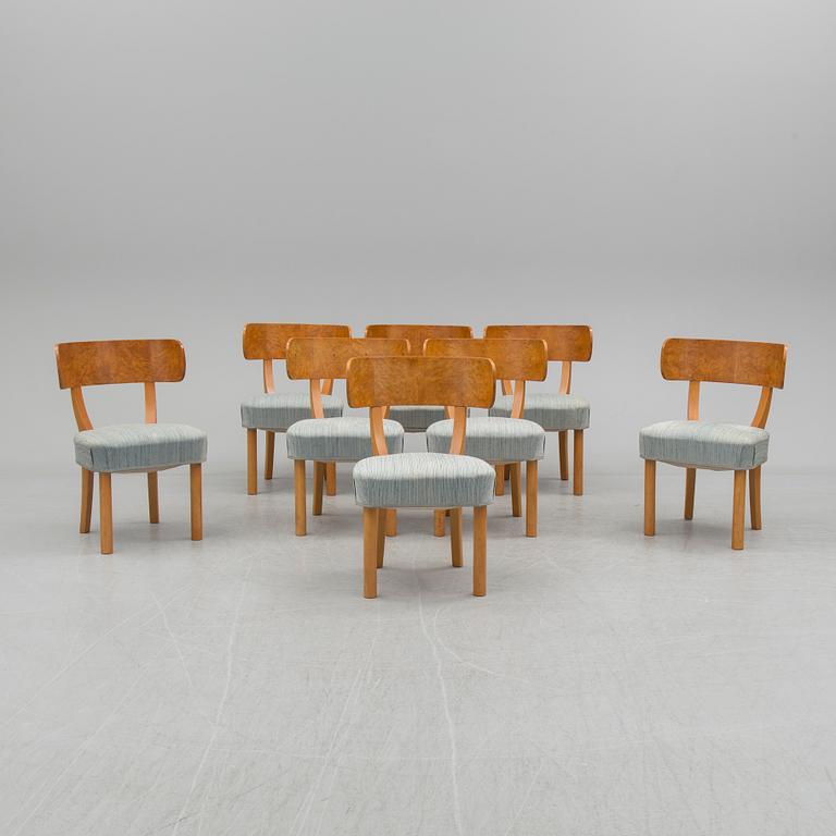 A set of eight chairs and a dining table 'Birka' by Axel Einar Hjorth, Nordiska Kompaniet, 1930s.