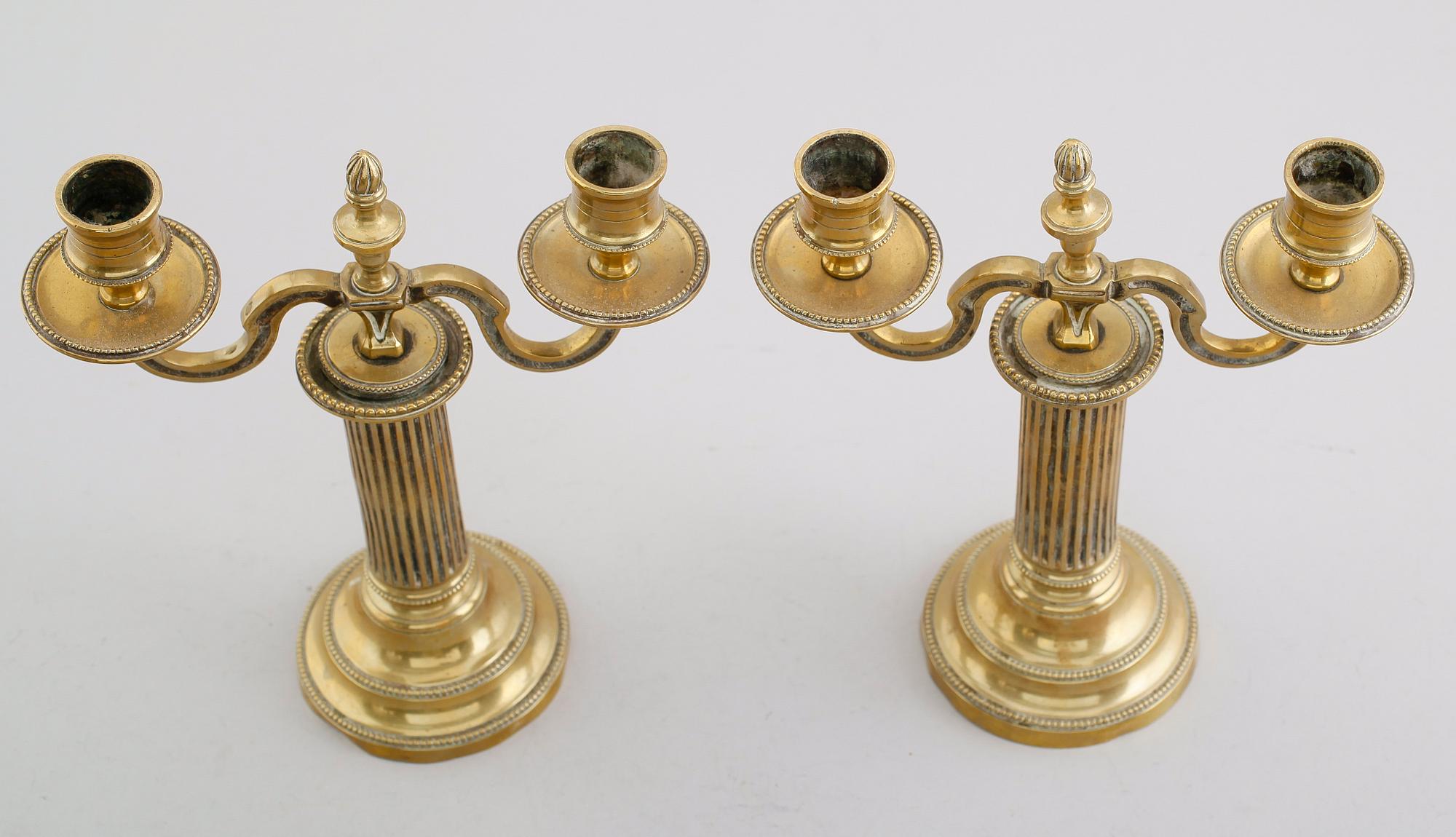 KANDELABRAR, 1 par, mässing, 1800-tal.