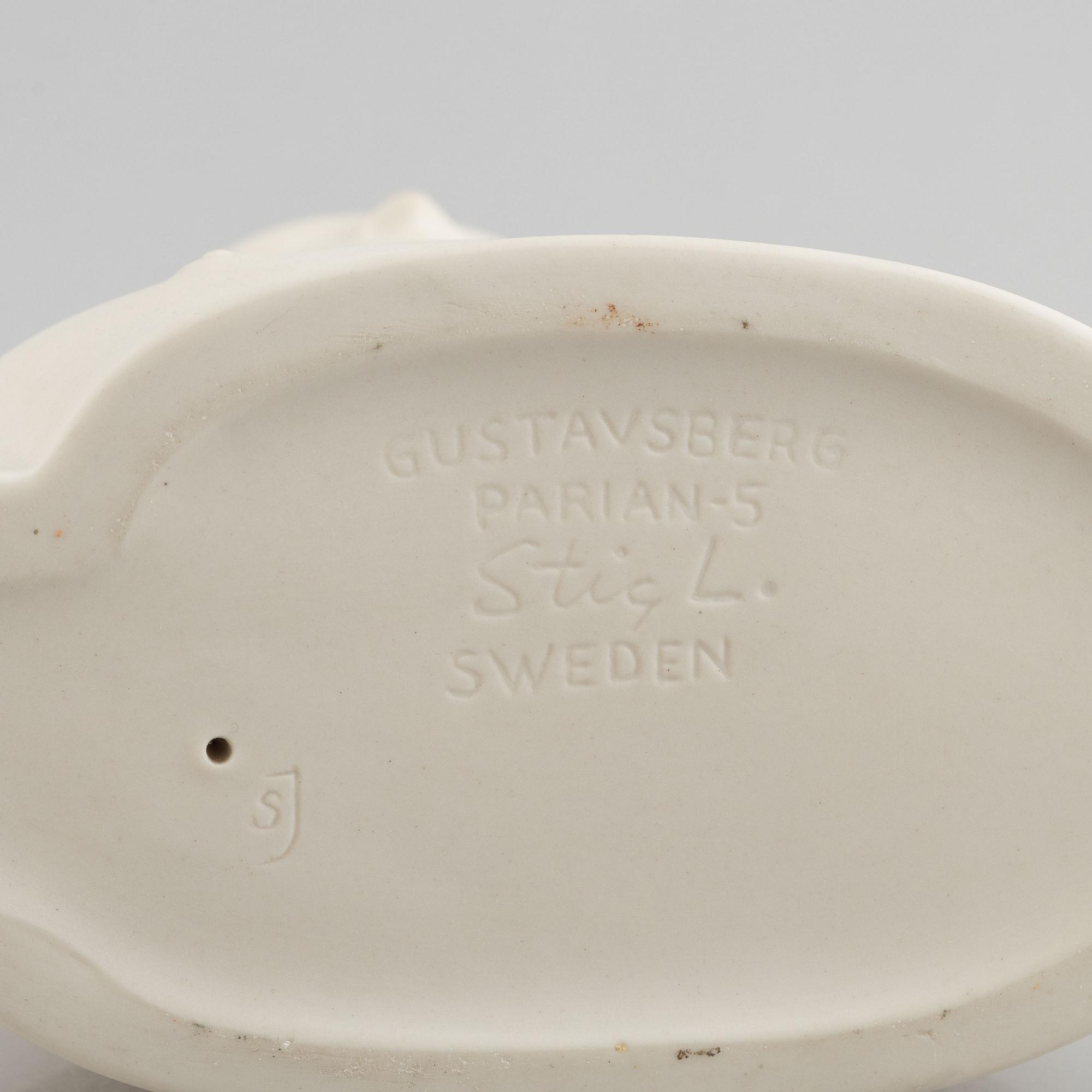 Stig Lindberg, figurin, parian, "Mannen med masken", Gustavsberg.