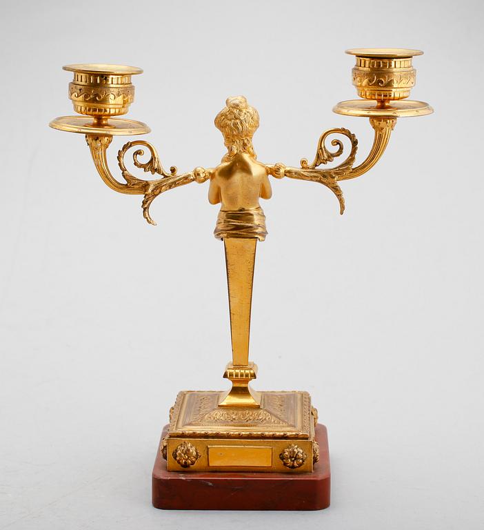 KANDELABER, förgylld mässing, gustaviansk stil, sekelskiftet 1900.