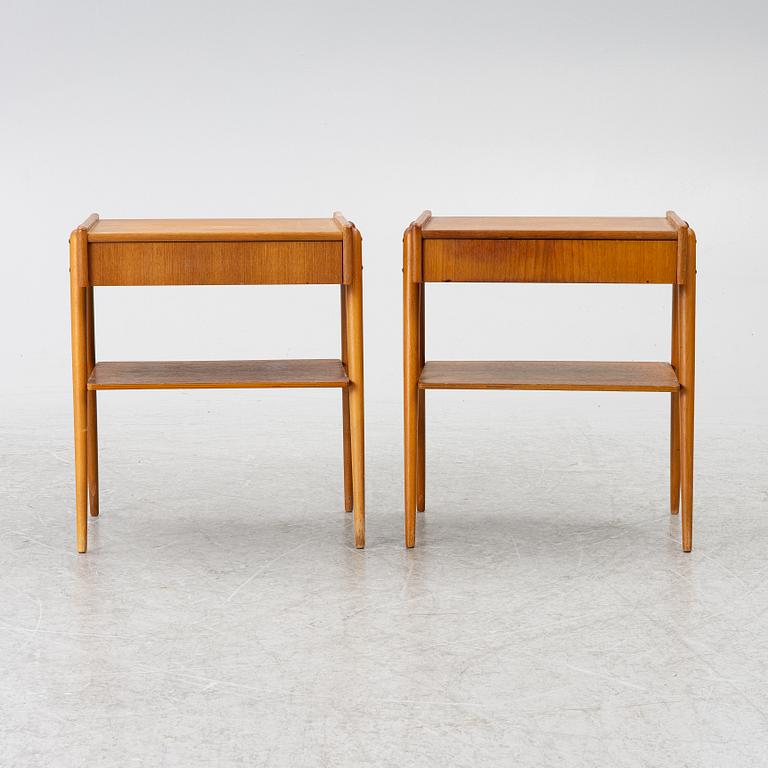 Bedside tables, a pair, AB Carlström & Co Furniture Factory, 1950s/60s.