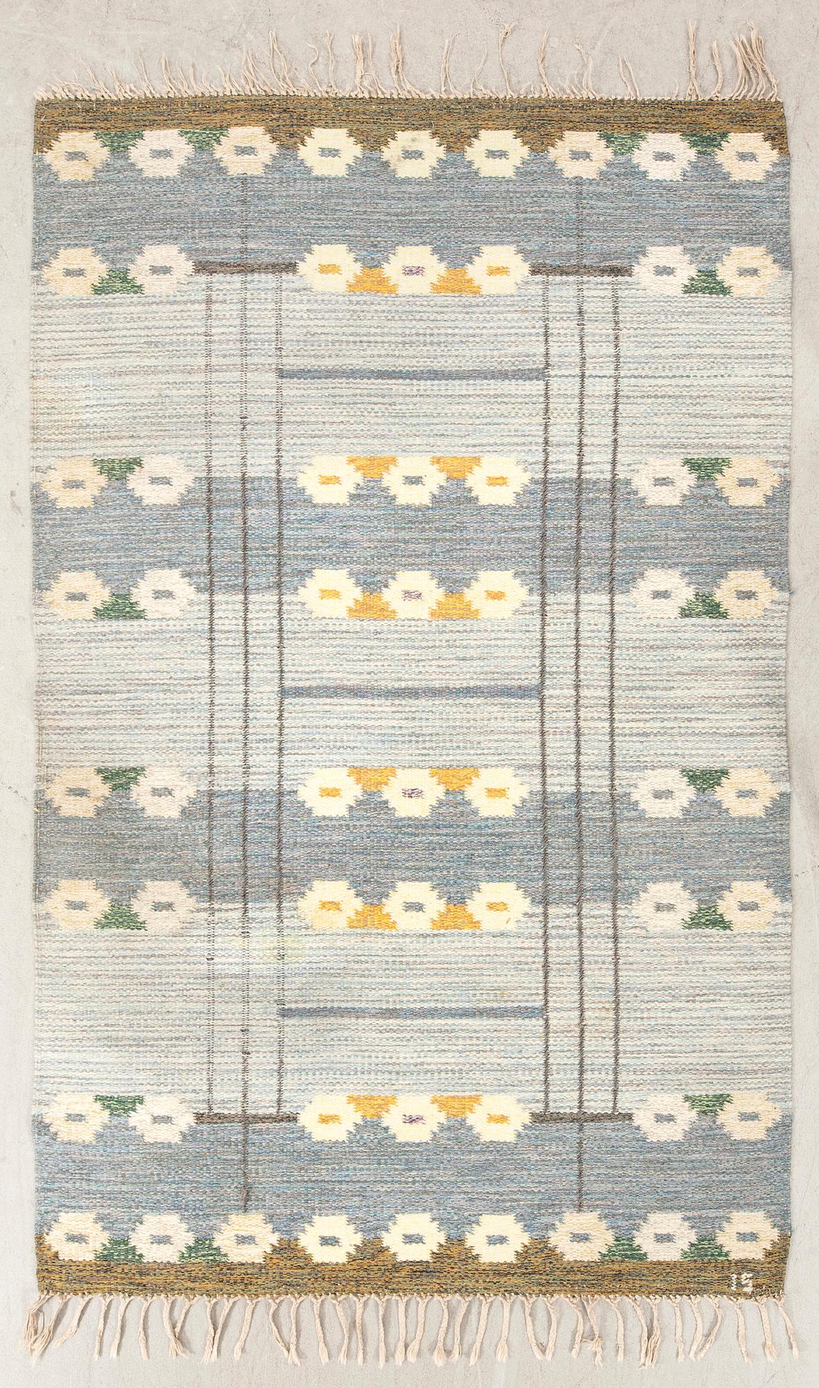 Ingegerd Silow, matta, rölakan, signerad IS, ca 202x131 cm.