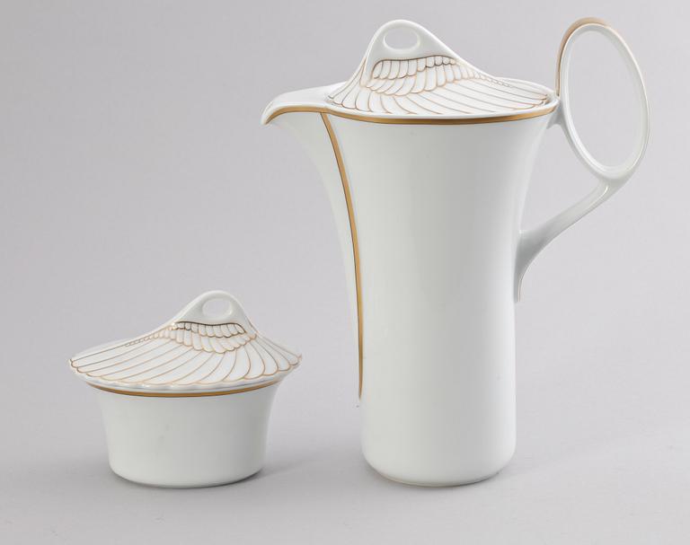 KAFFEKANNA med SOCKERSKÅL, porslin, "Mythos", design Paul Wunderlich, Rosenthal, Tyskland.