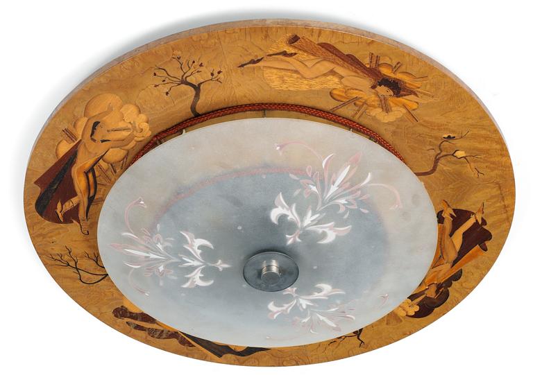 A Birger Ekman ceiling lamp, Mjölby Intarsia 1938.