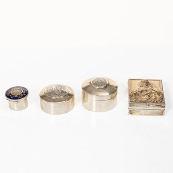 Boxes, 8 pcs, silver, 20th century, including Mexico.