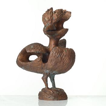 Tyra Lundgren, a bronze sculpture of a bird, Sweden, dated 1972.