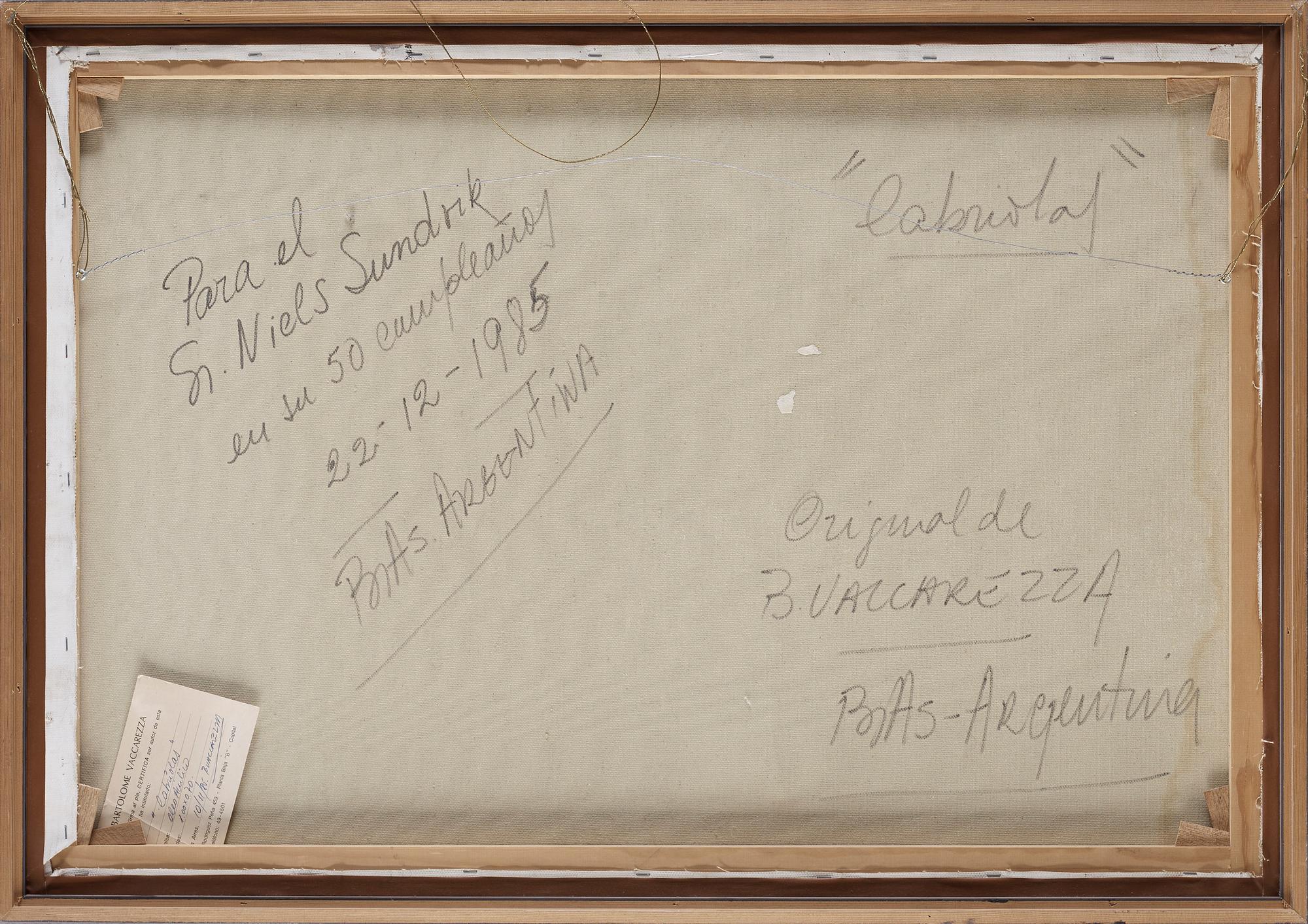 BARTOLOMÉ VACCAREZZA, olja på duk, signerad och daterad 1985.