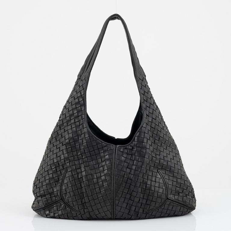 Bottega veneta, a black leather bag.