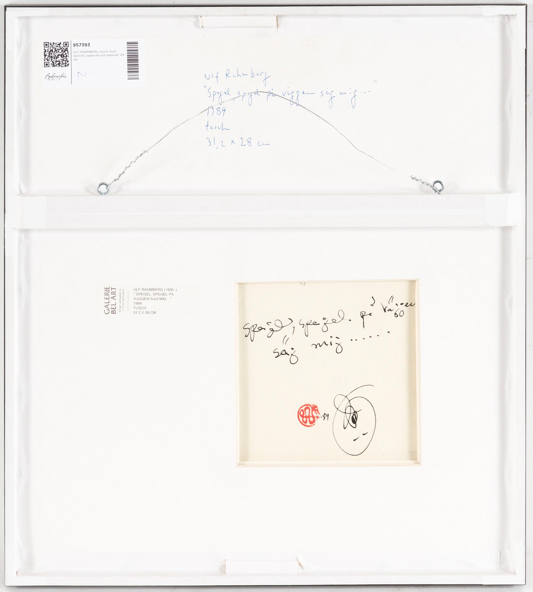 ULF RAHMBERG, indian ink with heightening white, signed with monogram and dated -84.