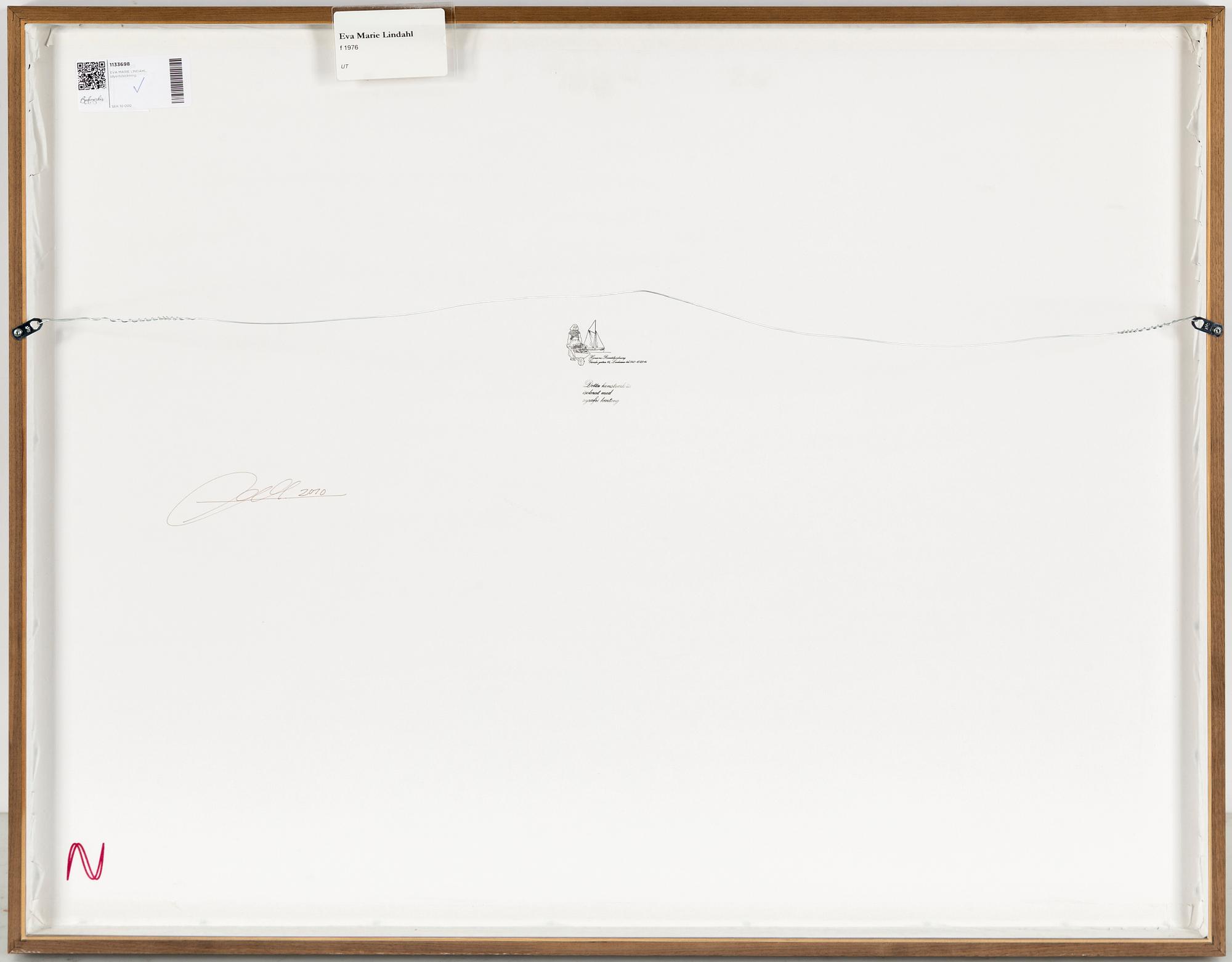 EVA MARIE LINDAHL, Graphite drawing (The Violence), signed and dated 2010 on verso.