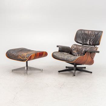 Charles & Ray Eames, armchair and footstool, "Lounge chair" for Herman Miller 1960s.