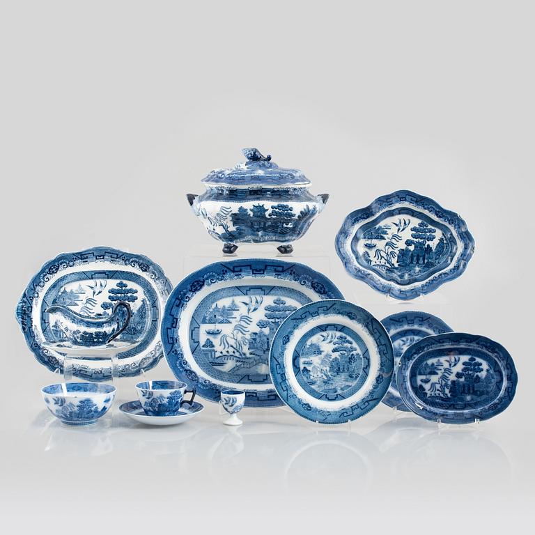 Matservis, flintgods, "Davenport Willow", Booths, England, tidigt 1900-tal.