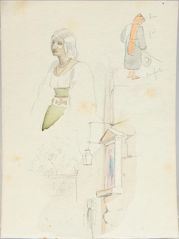 ALMANACKOR, RECEPTBOK SAMT SKISSBÖCKER, bla av Egron Lundgrens hand, 1800-tal.