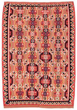 333. A double-interlocked tapestry bed cover, c. 188 x 129 cm, Scania, Färs, Gärds or Villands district, around 1800-1830.
