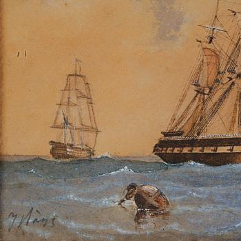 Jacob Hägg, The frigate "Vanadis" on a beam reach.