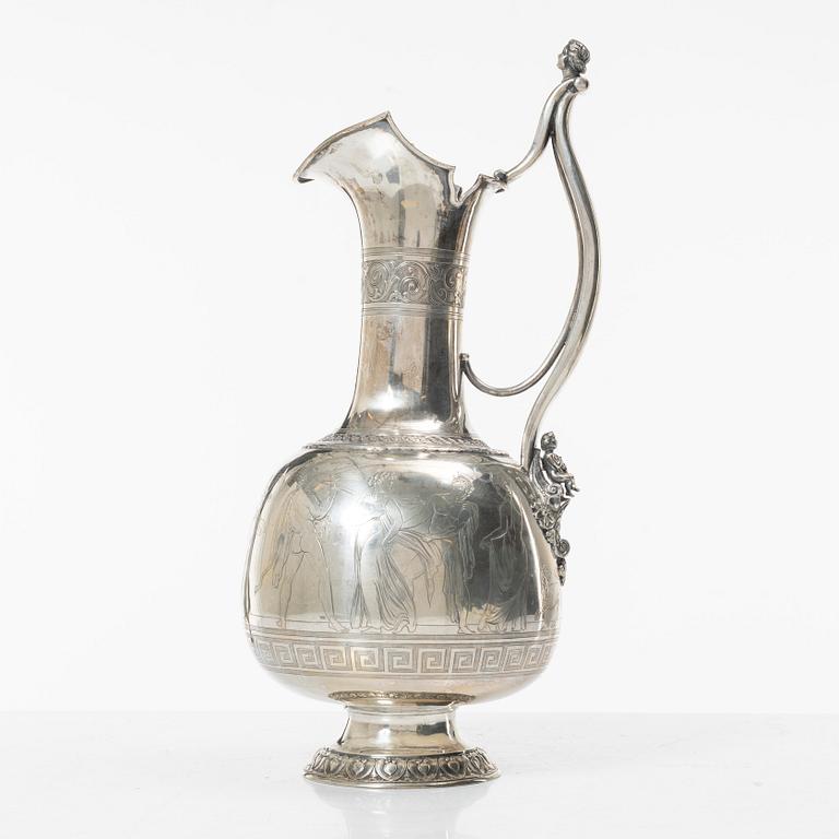 Emil Ferdinand Dahl, vinkanna, silver, Köpenhamn, Danmark, 1865.