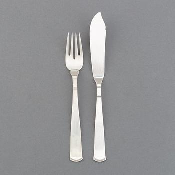 A set of 12+12 "Rosenholm" silver flatware, GAB, Stockholm, 1930s.