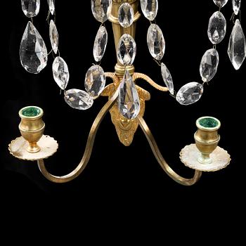 Vägglystrar, för två ljus, ett par, gustaviansk stil, 1900-tal.