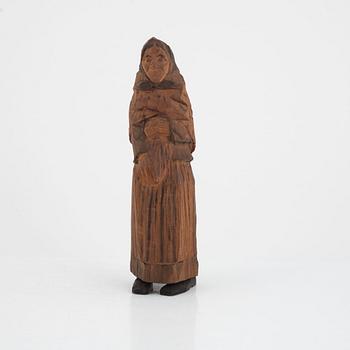 Axel Petersson Döderhultarn, sculpture, stamp-signed. Partially painted wood, height 27 cm.