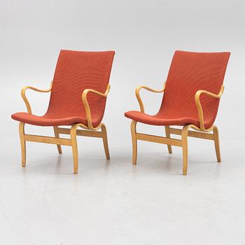 Bruno Mathsson, a pair of 'Eva' armchairs, Firma Karl Mathsson, Värnamo, 1964.