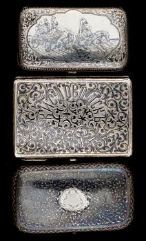 883. CIGARETTETUI, 3 st, silver, Moskva 1887-1917.