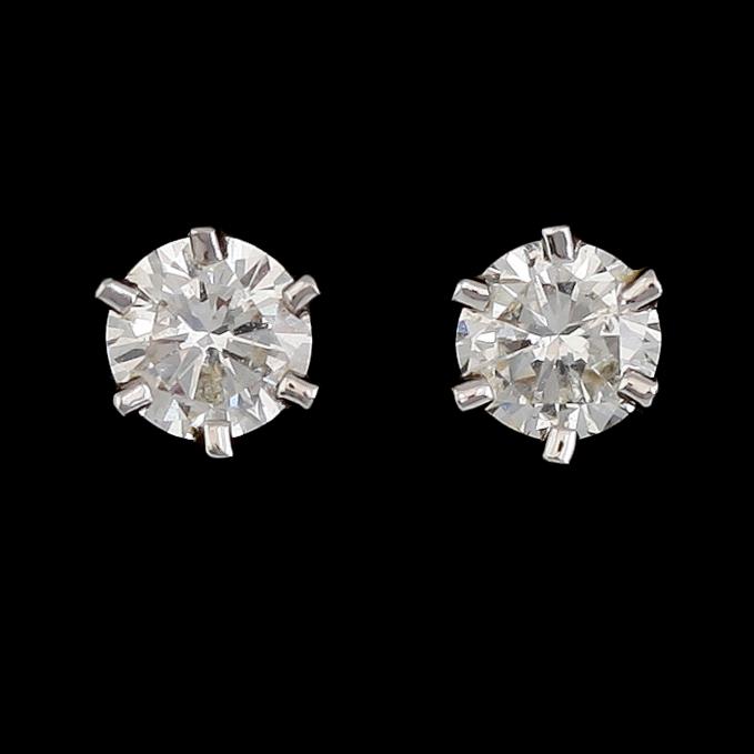 ÖRHÄNGEN, 1 par, 14K vitguld, briljantslipade diamanter tot ca 0.42 ct.