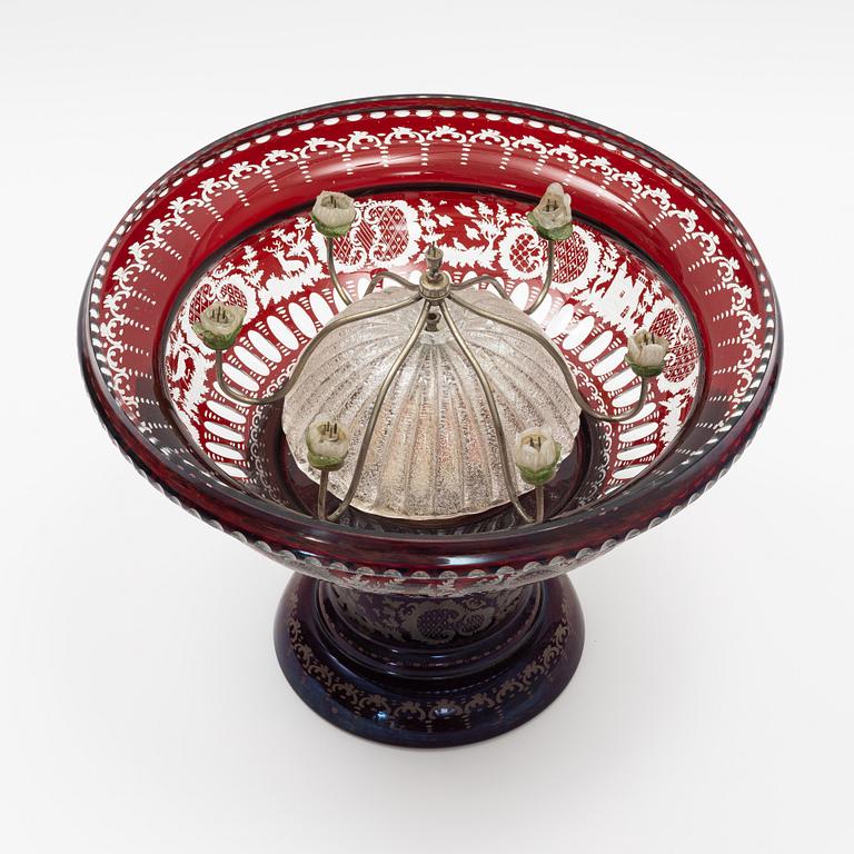 Fountain, Bohemian glass, mid-19th century.