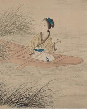 MÅLNINGAR, fyra stycken, akvarell och tusch på silke, sen Qingdynasti, attibuerad till Pan Zhenyong (1852-1921).