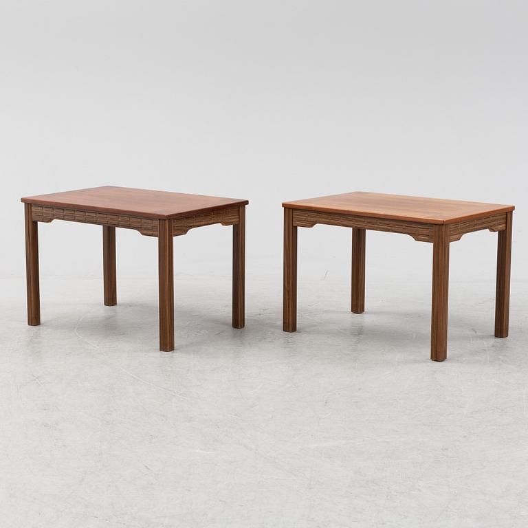 A pair of walnut side tables, Alberts, 1970s.