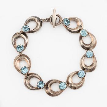 Herman Siersbol, bracelet and necklace, sterling silver with synthetic turquoise stones. Denmark.