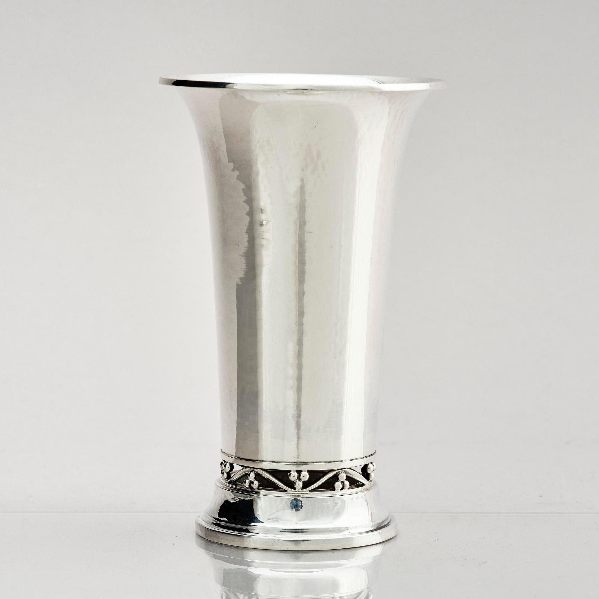 Georg Jensen, a sterling silver vase, design Harald Nielsen, model no 469A, Copenhagen, Denmark 1933-1944.