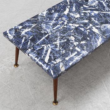 A Brazilian blue marble coffee table, second half of the 20th century.