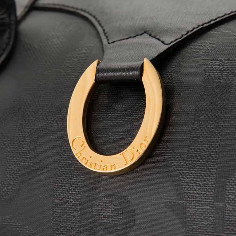 CHRISTIAN DIOR Black Monogram Coated Canvas Duffel Bag.
