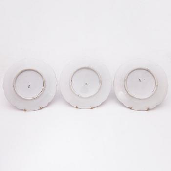 A set of five Russian porcelain plates by the Imperial Porcelain Factory, Saint Petersburg, period Alexander II.