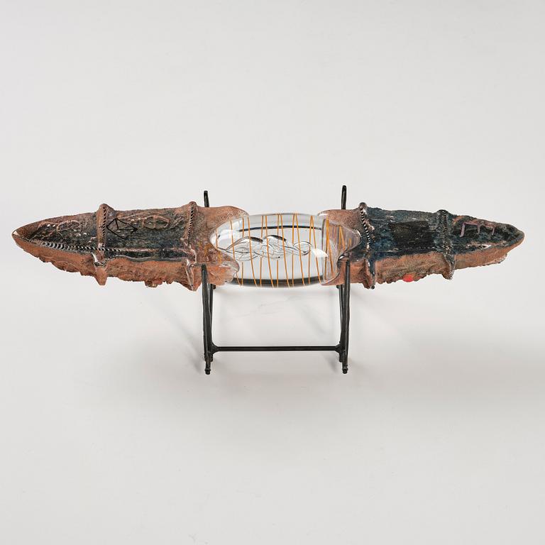 Bertil Vallien, "Precious Cargo", unik skulptur, båt, sandgjutet glas, Kosta Boda 1987.