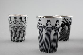 ÅSA LINDSTRÖM, snapsglas, 8 st, porslin, Rörstrand, 2000-tal.
