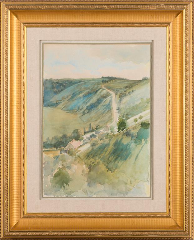 ALBERT EDELFELT, vesiväri, signerattu ja päivätty Montbéliard 1888.