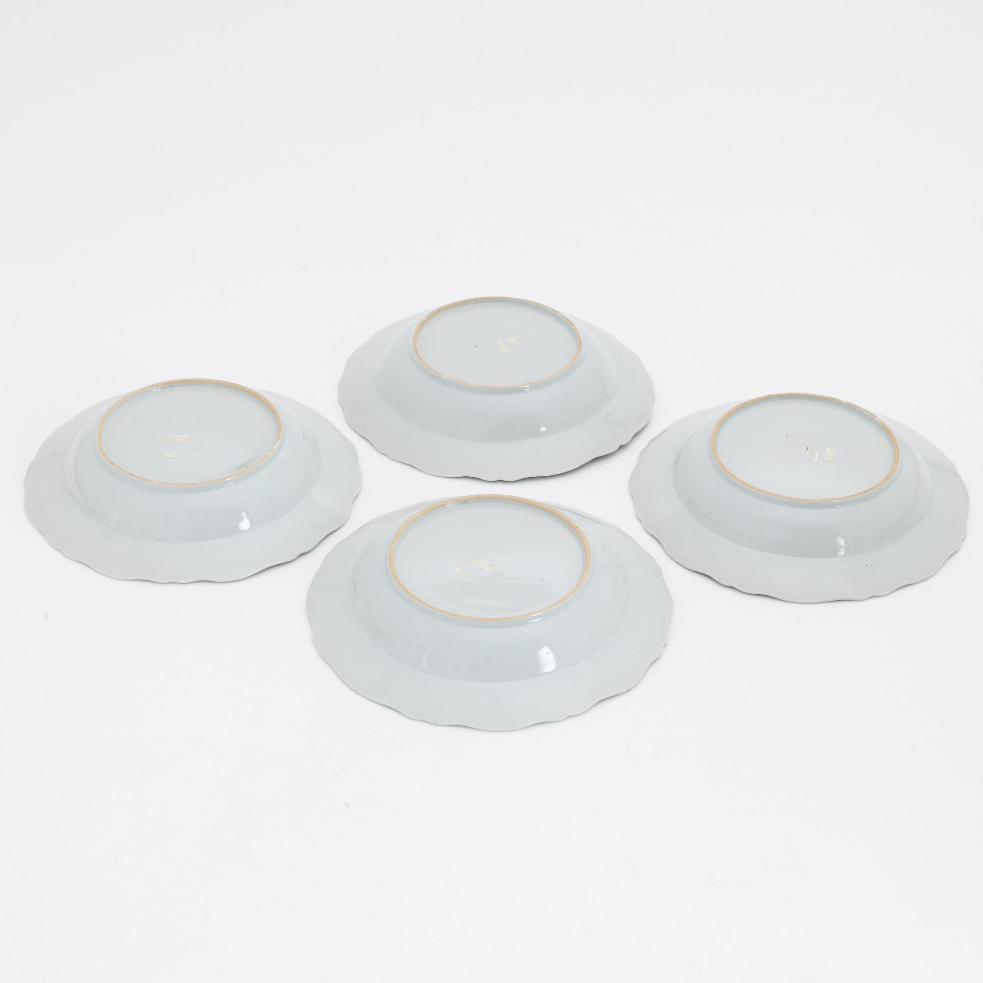 A set of four blue and white soup dishes, Qing dynasty, Qianlong (1736-95).