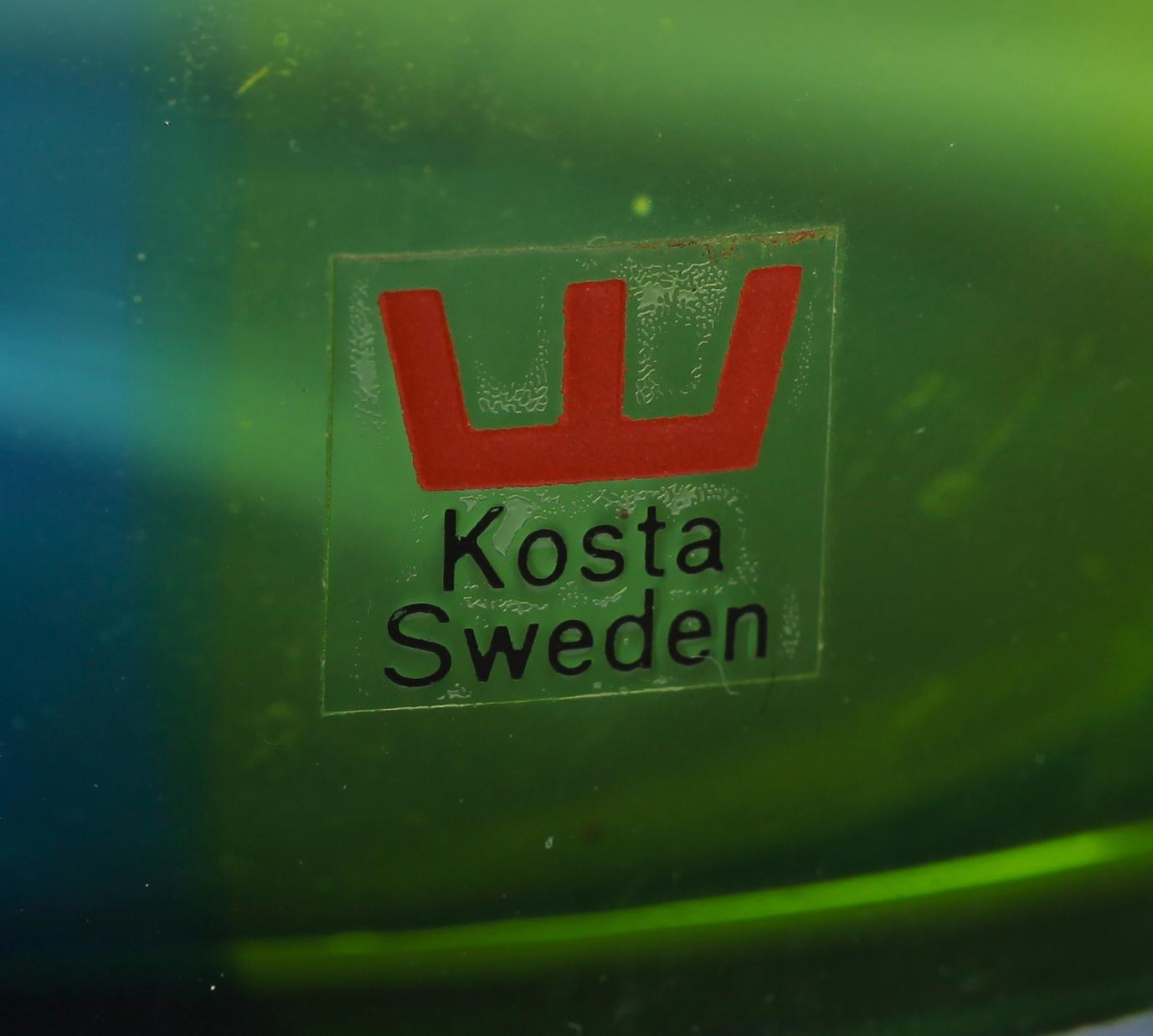 BORDSLAMPA, glas, Göran Wärff, Kosta, signerad.