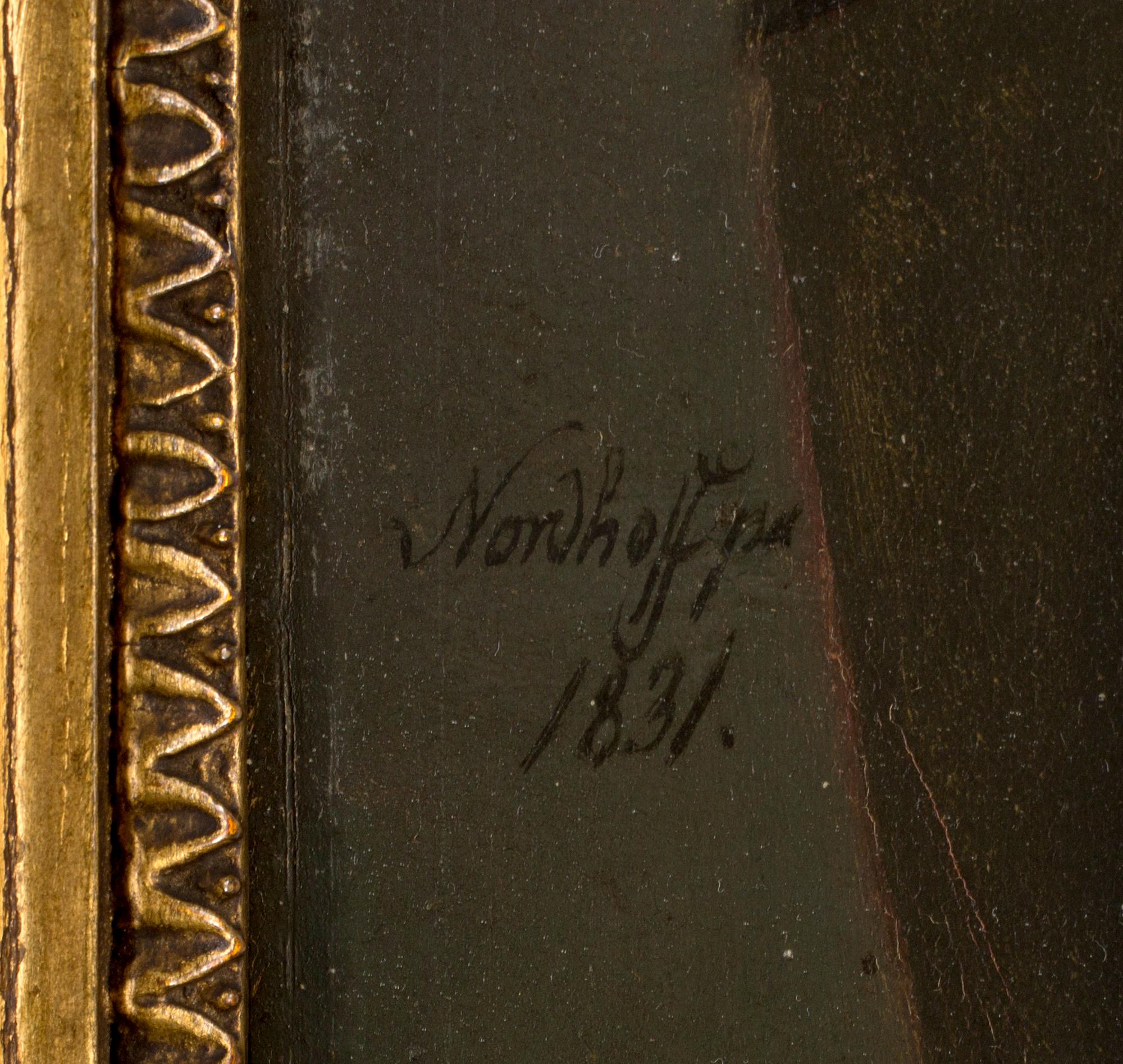 JOHANNES NORDHOFF, olja på pappannå, signerad , daterad 1831.