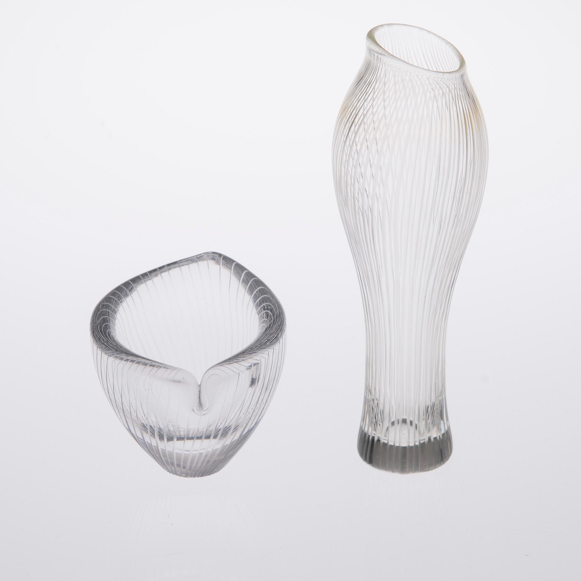 VAS och SKÅL, glas, Tapio Wirkkala, Iittala 1950-tal. Skålen signerad.