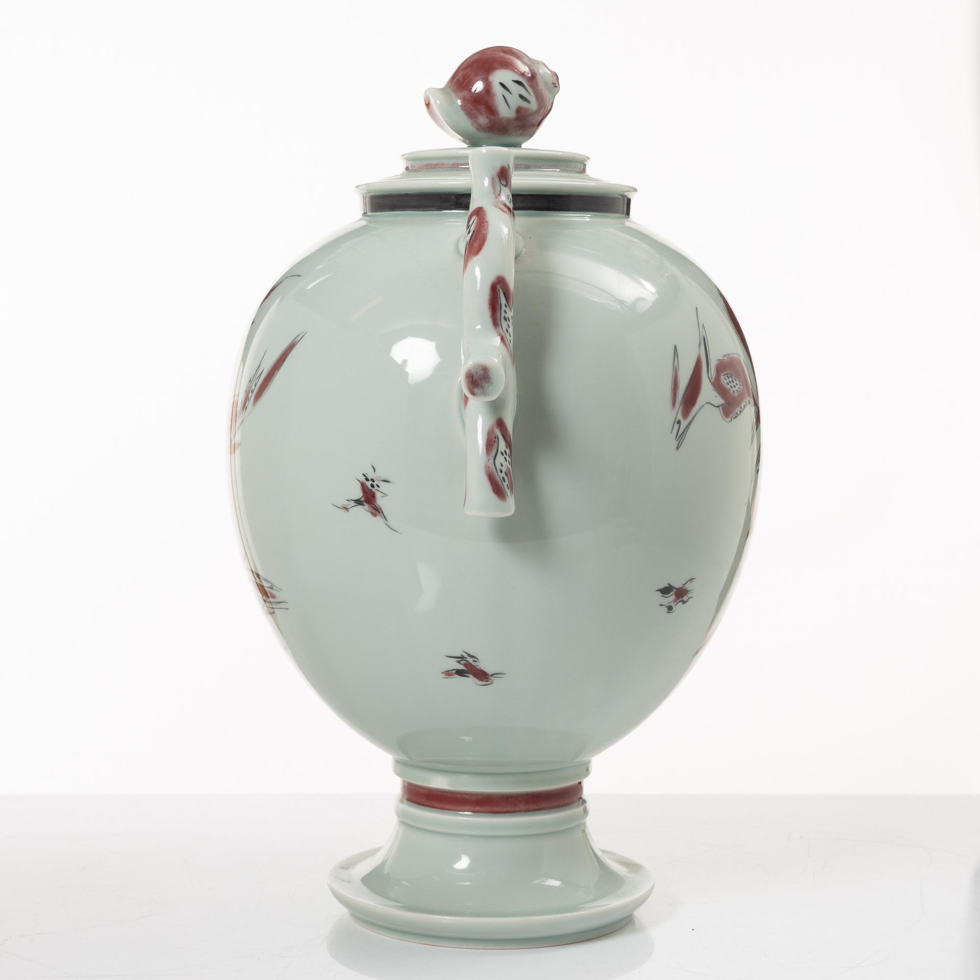 Thorkild Olsen, a porcelain urn with cover, Royal Copenhagen, Denmark, dated 1952.