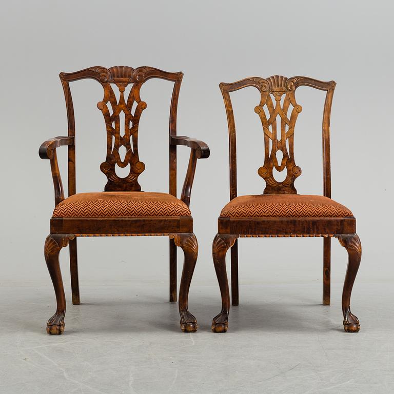 A 1920's 7 piece Chippendale-style dining group.