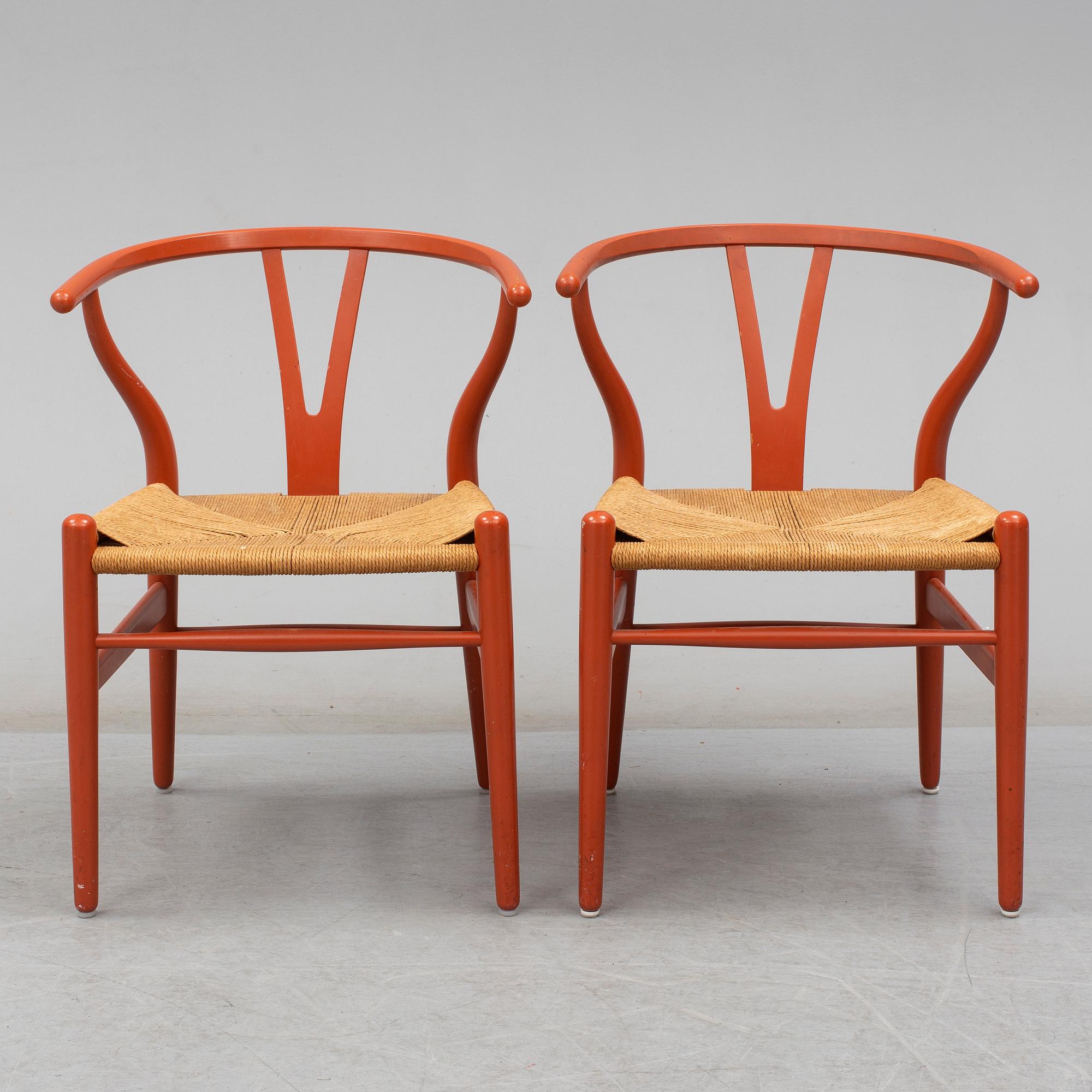 HANS J WEGNER, stolar, 5 stycken, "Y-stolen" Carl Hansen & Son, Danmark. 1900-talets andra hälft.