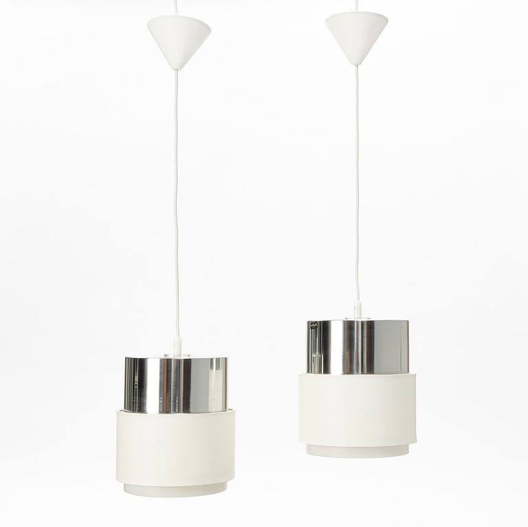 A pair of ceiling lights from the 'Cylindus' series, Luxus, Vittsjö, 1970's.