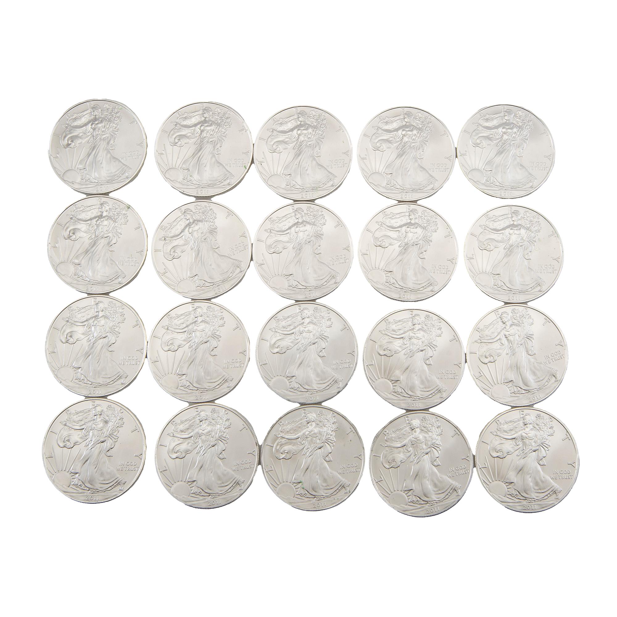 20 pcs 1 oz coins 999 silver.