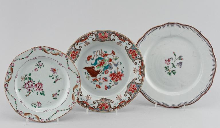 TALLRIKAR, 9 st, porslin, Kina, 1700/1800-tal.